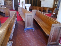 St Mary the Virgin, Chalgrove - a pew being moved using the especially designed trolley (© Robert Heath-Whyte)